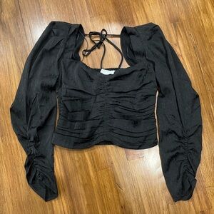 ASTR Long Sleeve Ruched Puff Sleeve Top - size M